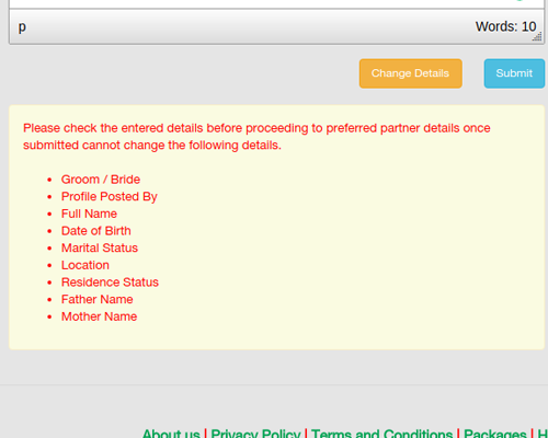 Submit your profile step 2